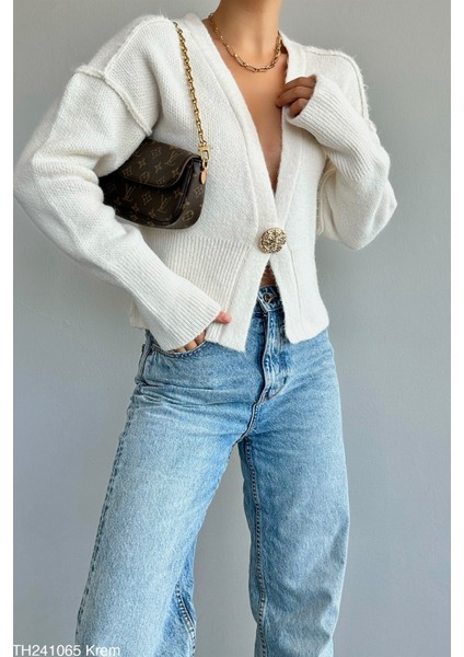 Kadın Tokalı Önden Kapamalı Triko Hırka modelleri