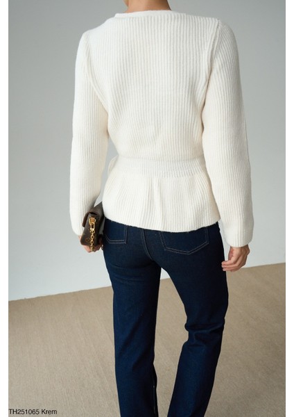 Kadın Fırfır Detaylı Basıc Fitilli Düğmeli Triko Hırka fiyatları