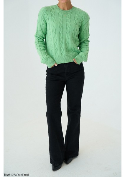 Kadın Basıc Saç Örgü Detaylı Kışlık Kazak modelleri