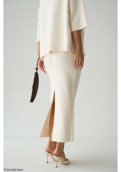 Kadın Triko Etek Kazak Ikili Takım