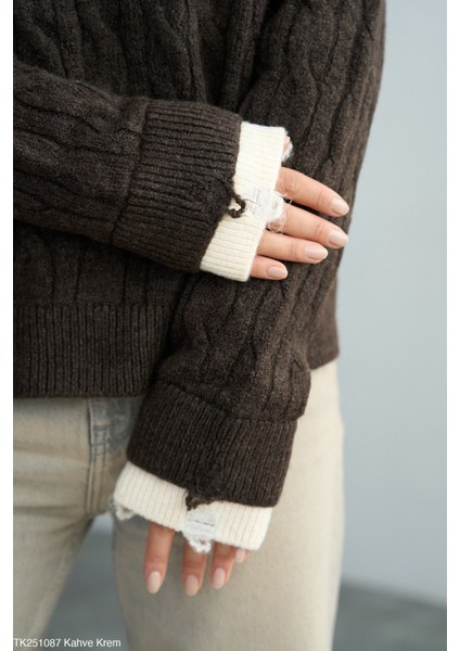 Kadın Basıc Örgü Detaylı Kışlık Kazak modelleri