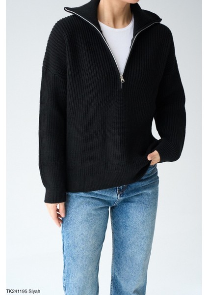 Kadın Yarım Fermuarlı Salaş Kışlık Kazak fiyatları