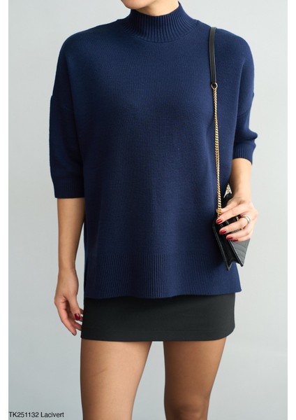 Kadın Yarım Balıkçıl Yaka Kısa Kol Kazak fiyatları