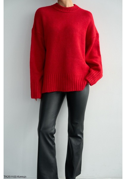 Kadın Yarım Boğaz Casual Günlük Kazak