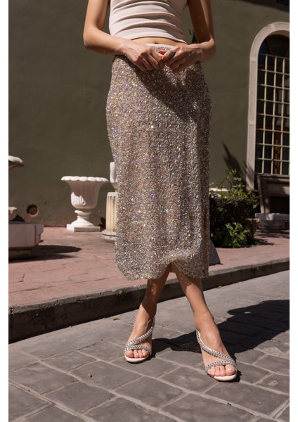 Fruta Kadin Siyah Saten Taşli Topuklu Abiye Ayakkabi