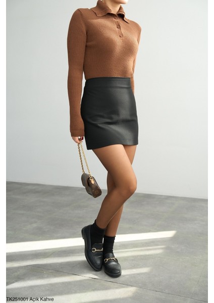 Kadın Erkek Yaka Yarım Fitilli Düğmeli Kışlık Kazak