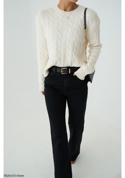 Kadın Basıc Saç Örgü Detaylı Kışlık Kazak fiyatları