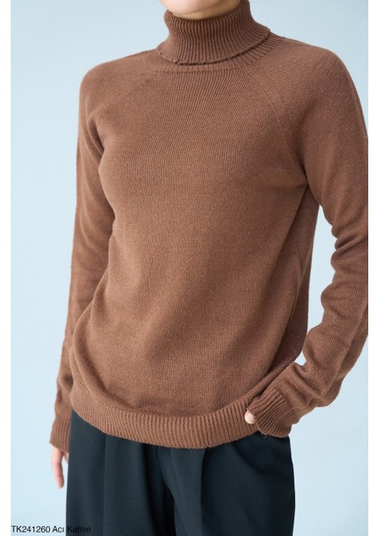 Kadın Tam Balıkçıl Yaka Basıc Düz Triko Kazak modelleri