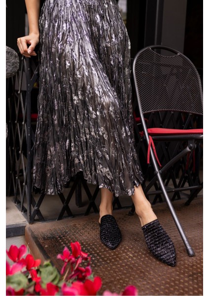 Rotte Kadin Siyah Örgu Hasir Terlik