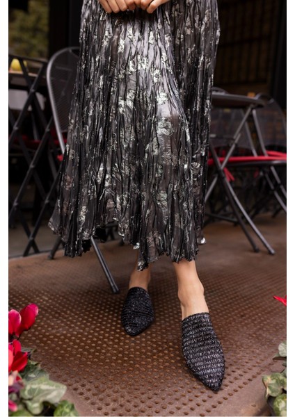 Rotte Kadin Siyah Örgu Hasir Terlik