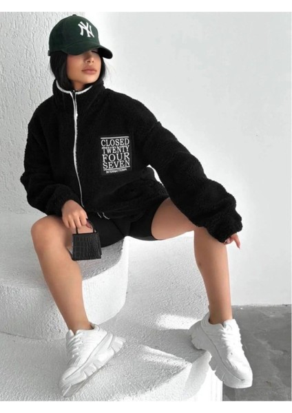 Kadın Soft Peuş Ceket Tipi Fermuarlı Hırka