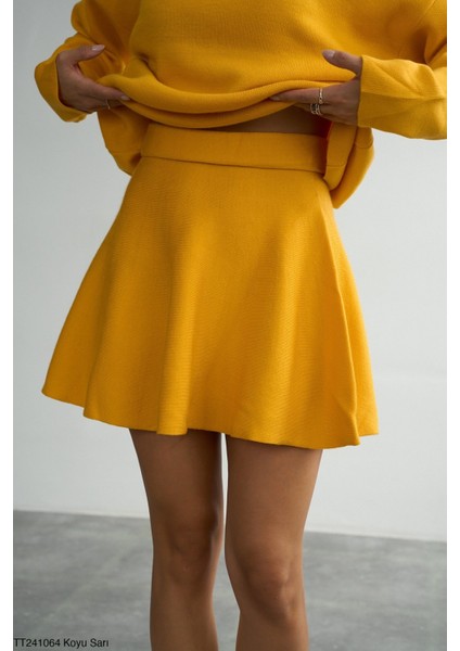 Kadın Triko Mini Etek-Kazak Ikili Takım modelleri