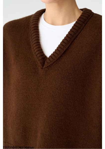 Kadın V Yaka Kısa Kol Triko Süveter fiyatları