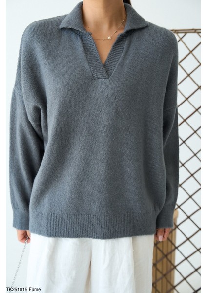 Kadın Erkek Yaka Uzun Kollu Basic Triko Kışlık Kazak modelleri
