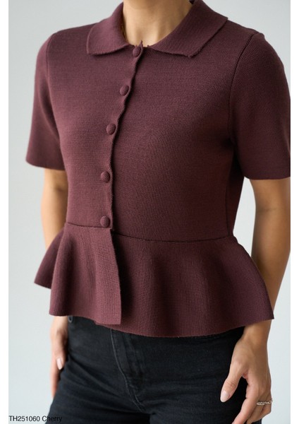 Kadın Erkek Yaka Ceket Tipi Düğmeli Kışlık Yarım Kol Hırka