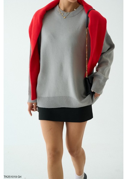 Kadın Bisiklet Yaka Basıc Oversıze Kesim Kazak fiyatları