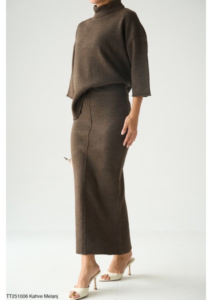 Kadın Triko Etek Kazak Ikili Takım modelleri