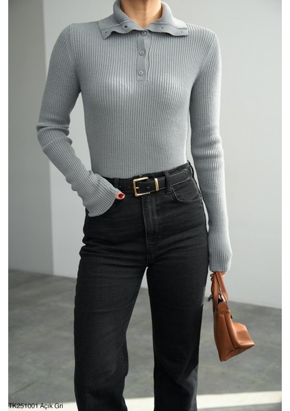 Kadın Erkek Yaka Yarım Fitilli Düğmeli Kışlık Kazak fiyatları