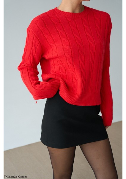 Kadın Basıc Saç Örgü Detaylı Kışlık Kazak fiyatları