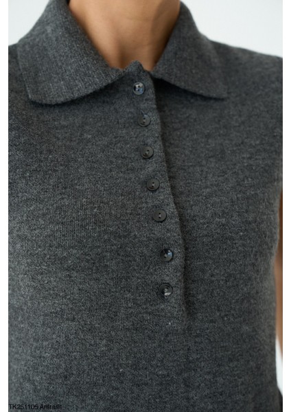 Kadın Erkek Yaka Kolsuz Yarım Düğmeli Kazak fiyatları