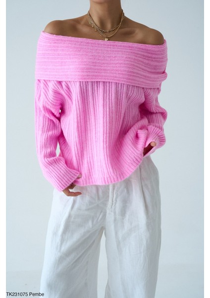Triko Omuz Açık Kazak