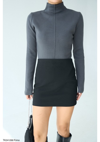 Kadın Yarım Boğaz Fitilli Body Kazak
