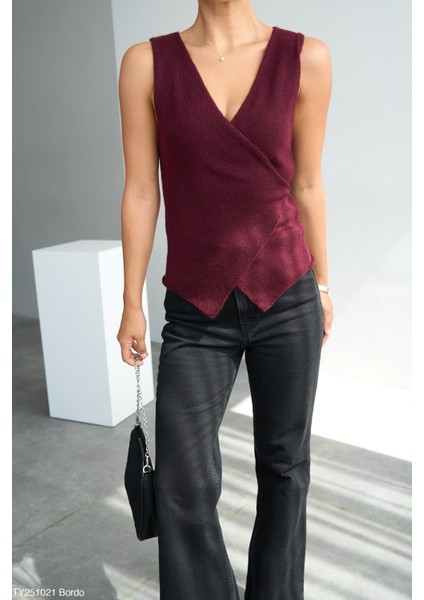 Kadın Bağlamalı Sezonluk Triko Yelek