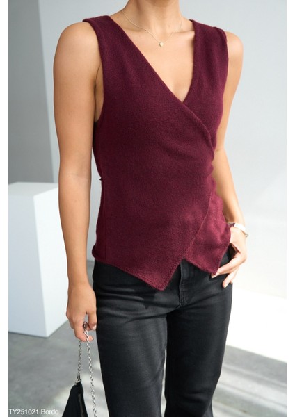 Kadın Bağlamalı Sezonluk Triko Yelek modelleri