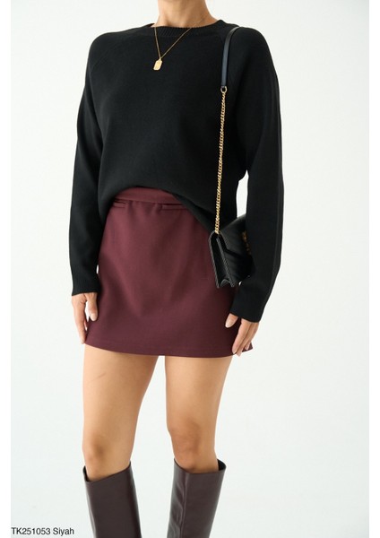 Kadın Bisiklet Yaka Basıc Regular Kesim Kazak modelleri