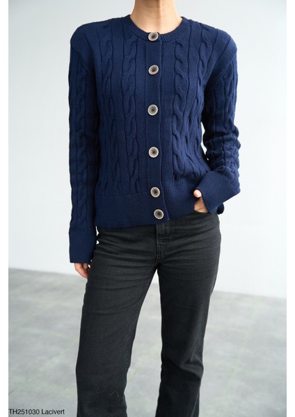 Kadın Saç Örgü Basıc Düğmeli Triko Hırka modelleri