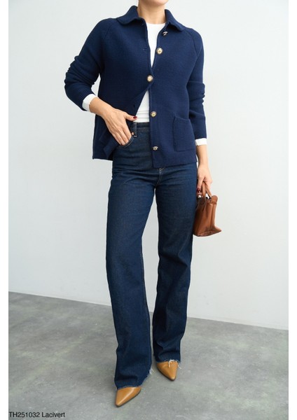 Kadın Rekli Düğmeli Çift Çepli Uzun Oversize Triko Hırka fiyatları