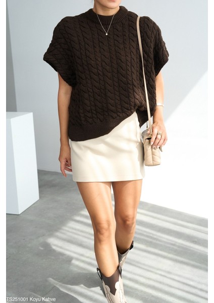 Kadın Bisiklet Yaka Kısa Kol Triko Süveter modelleri