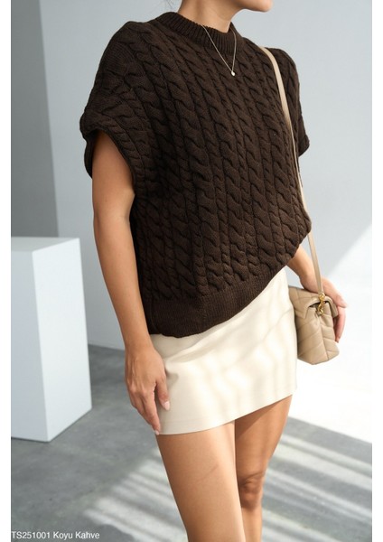 Kadın Bisiklet Yaka Kısa Kol Triko Süveter fırsatları