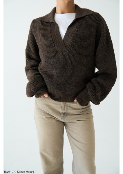 Kadın Erkek Yaka Uzun Kollu Basic Triko Kışlık Kazak fiyatları