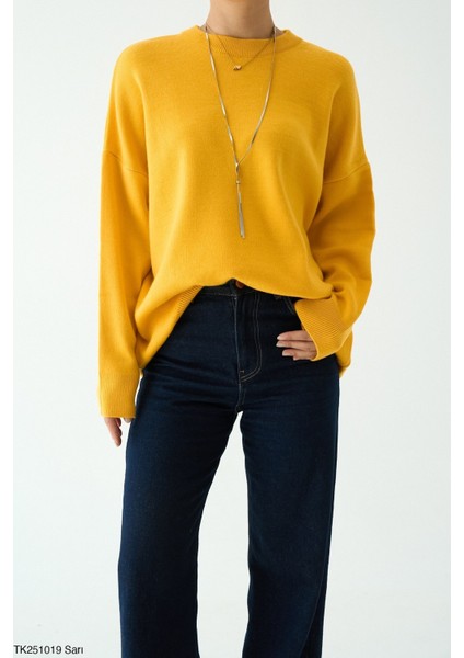 Kadın Bisiklet Yaka Basıc Oversıze Kesim Kazak fiyatları