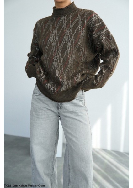 Kadın Kendinden Desnli Bisiklet Yaka Kışlık Kazak modelleri