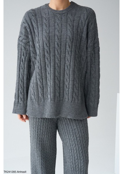 Kadın Bisiklet Yaka Basıc Çift Yırtmaçlı Örgü Kışlık Kazak fiyatları