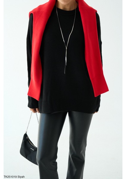 Kadın Bisiklet Yaka Basıc Oversıze Kesim Kazak fiyatları