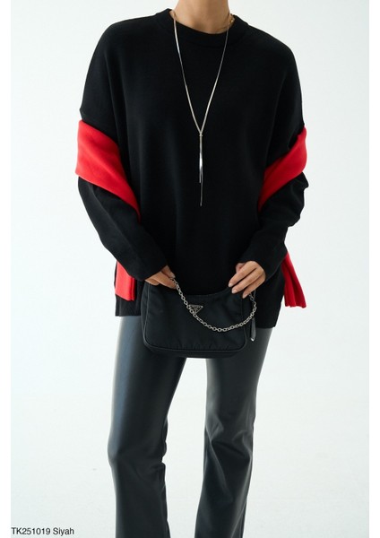 Kadın Bisiklet Yaka Basıc Oversıze Kesim Kazak modelleri