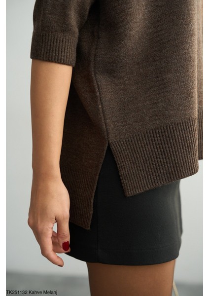 Kadın Yarım Balıkçıl Yaka Kısa Kol Kazak fiyatları