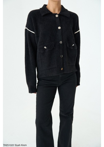 Kadın Erkek Yaka Ceket Tipi Peluş Düğmeli Kışlık Hırka fiyatları