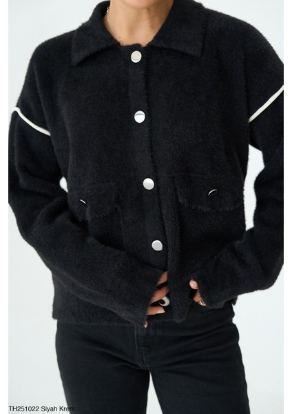 Kadın Erkek Yaka Ceket Tipi Peluş Düğmeli Kışlık Hırka modelleri