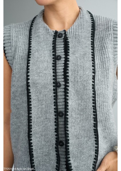 Kadın Fular Yaka Düğmeli Yelek fiyatları