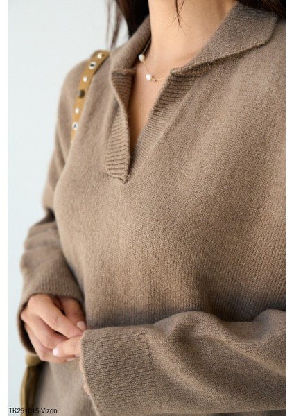 Kadın Erkek Yaka Uzun Kollu Basic Triko Kışlık Kazak fiyatları