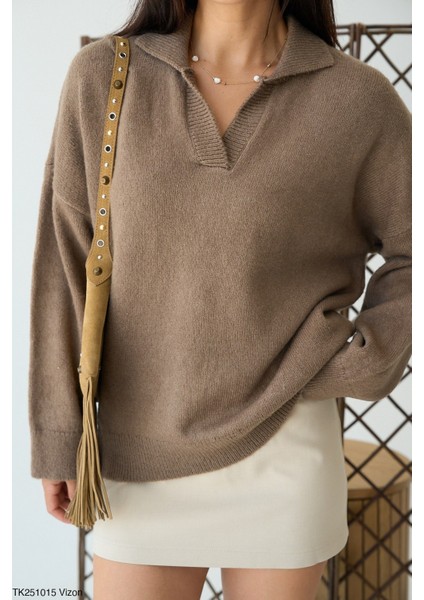 Kadın Erkek Yaka Uzun Kollu Basic Triko Kışlık Kazak modelleri