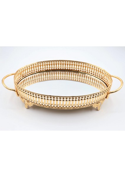 Metal Aynalı Oval Tepsi (28*20)