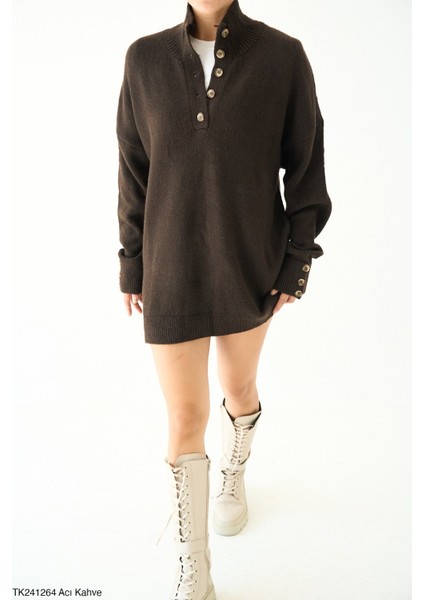 Kadın Yarım Düğmeli Boğazlı Triko Kazak fırsatları