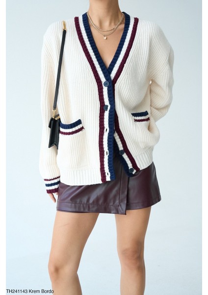 Kadın Fitilli Cepli Oversize Triko Hırka modelleri