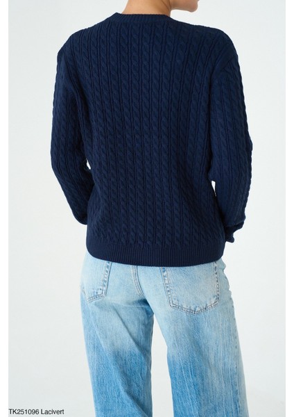 Kadın Basıc Saç Örgü Detaylı Kışlık Standart Kazak modelleri