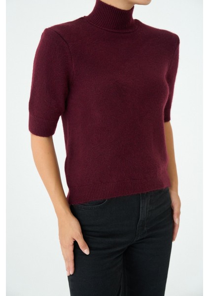 Kadın Yarım Balıkçıl Yaka Kısa Kol Kazak fiyatları